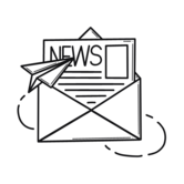 Gezeichnetes Element: Brief mit dem Titel "News!"